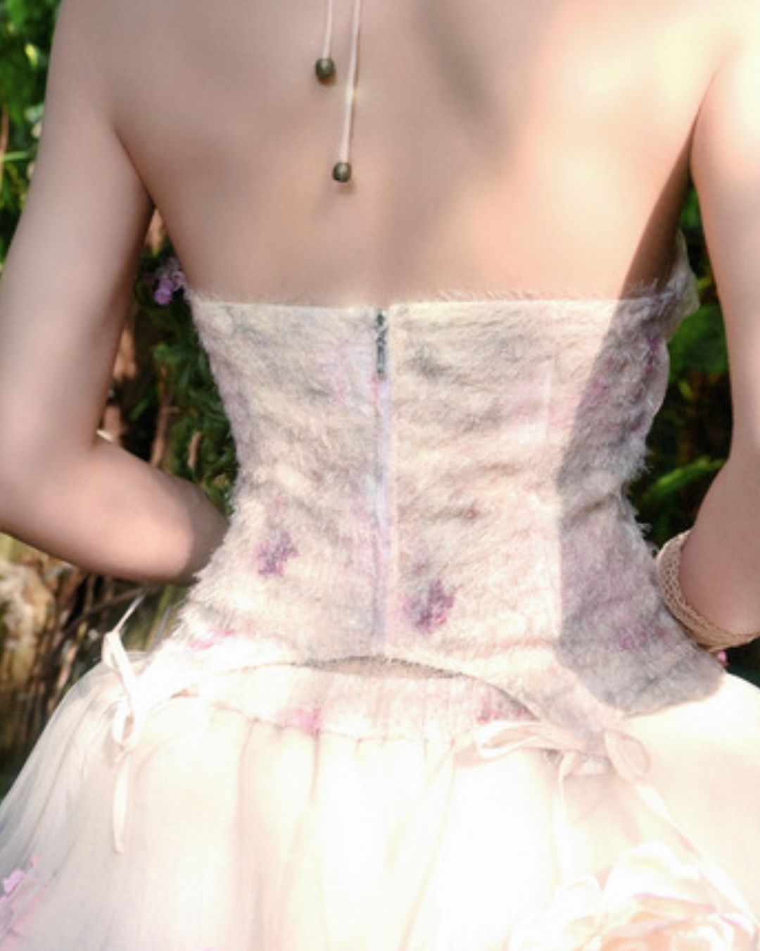 Flower Chiffon Cross Strap Top　TP035