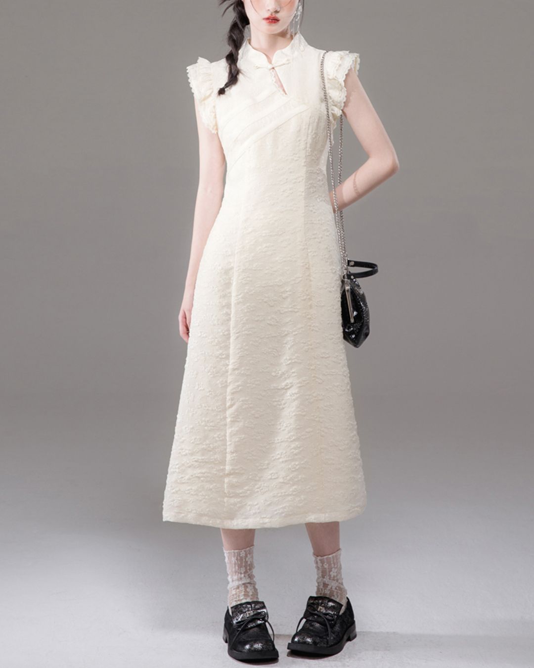 French Sleeve Floral Chinese Dress　DR040