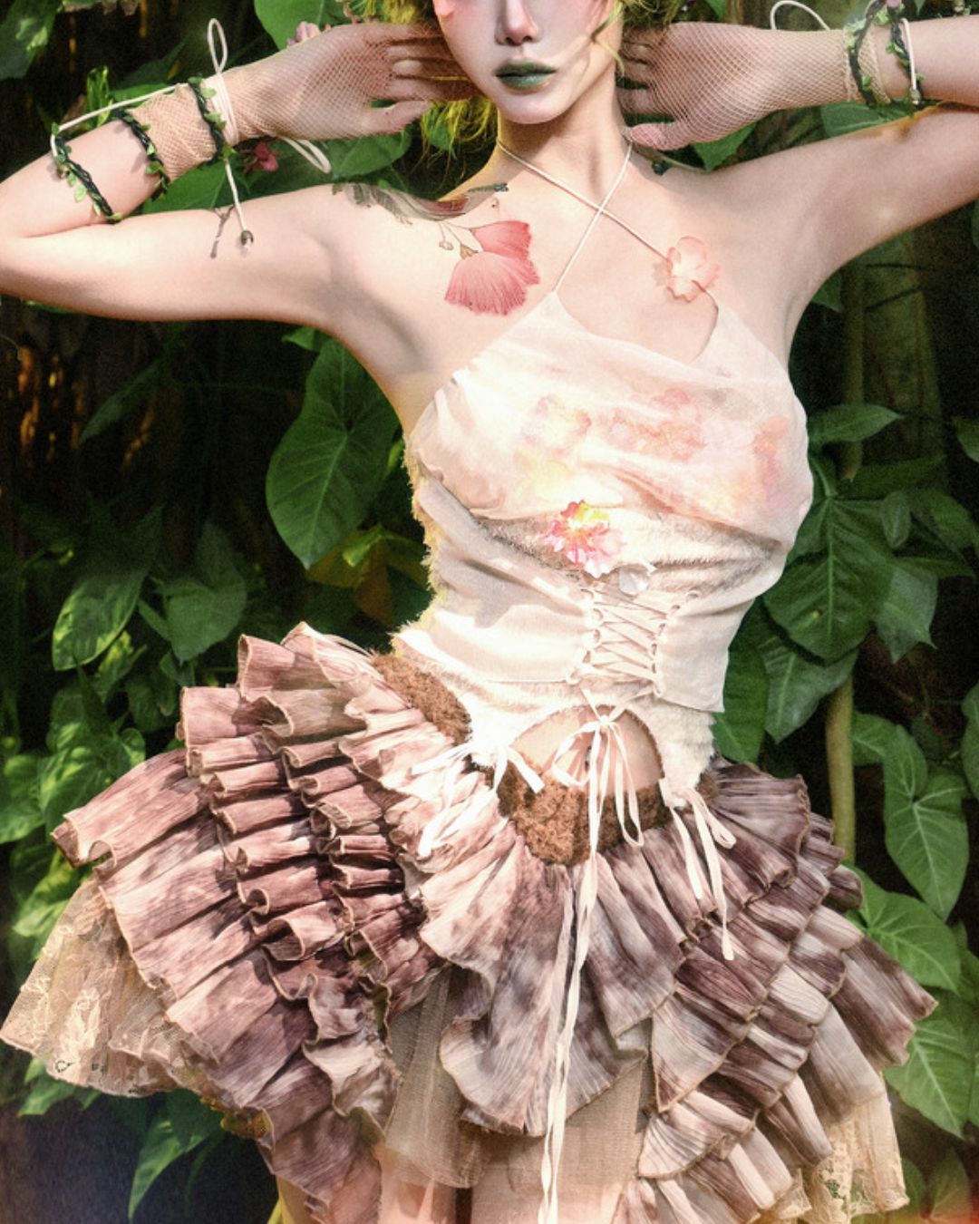 Pleated Tulle Mini Skirt　BT023