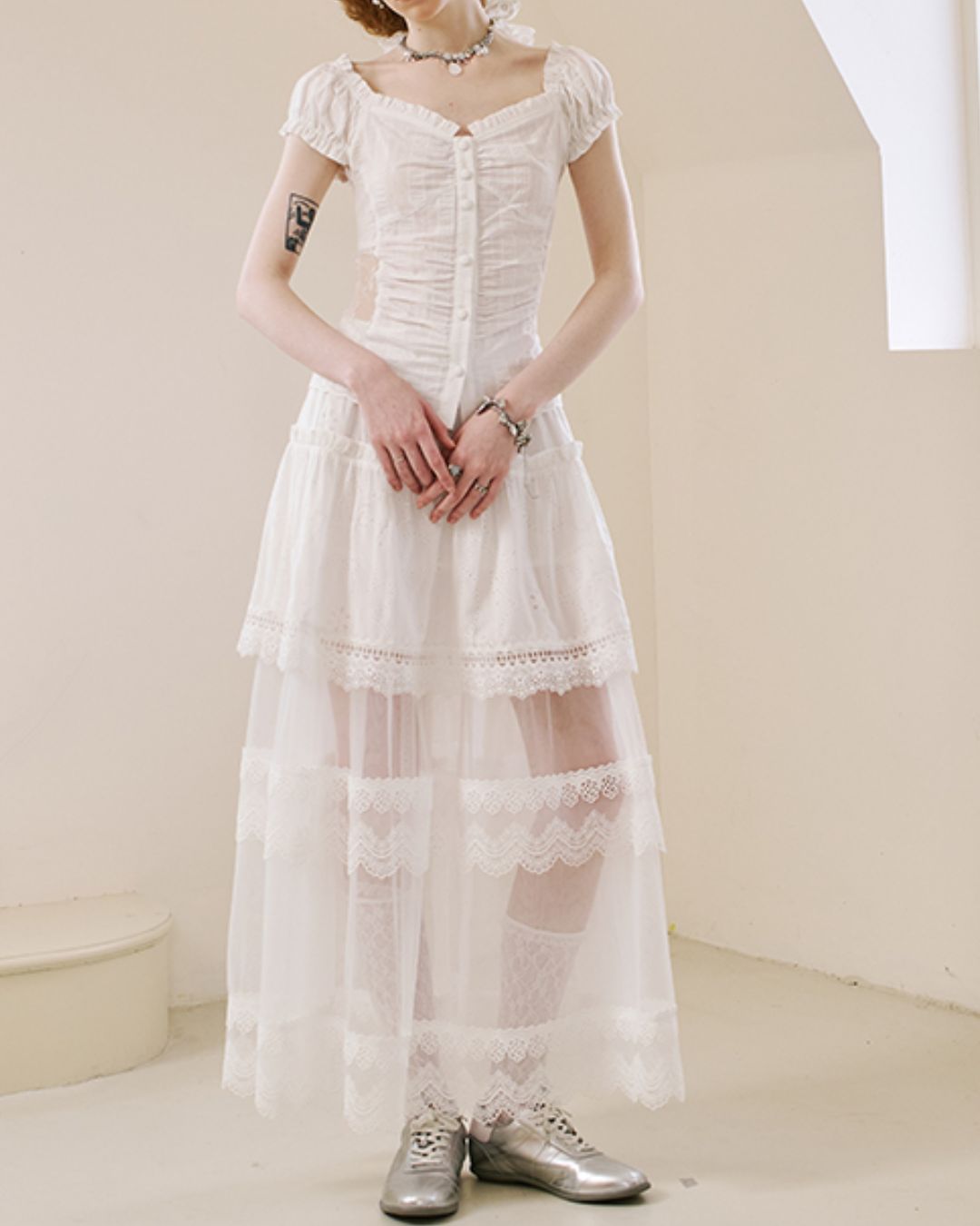 Sheer Lace Long Skirt　BT028