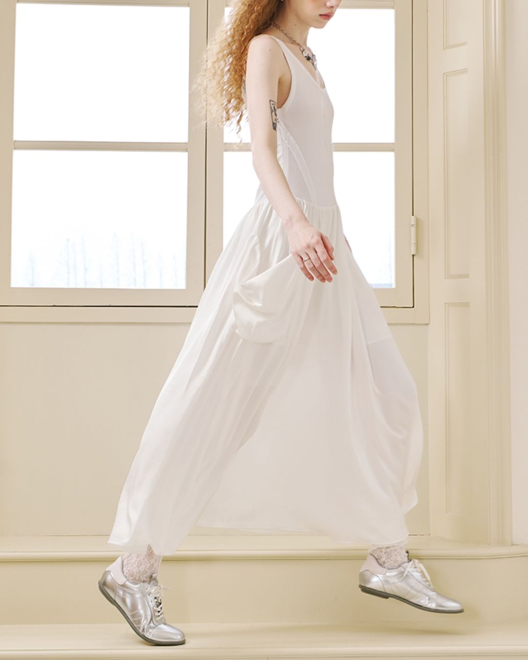 Swallow Embroidery Big Pocket Long Dress　DR036