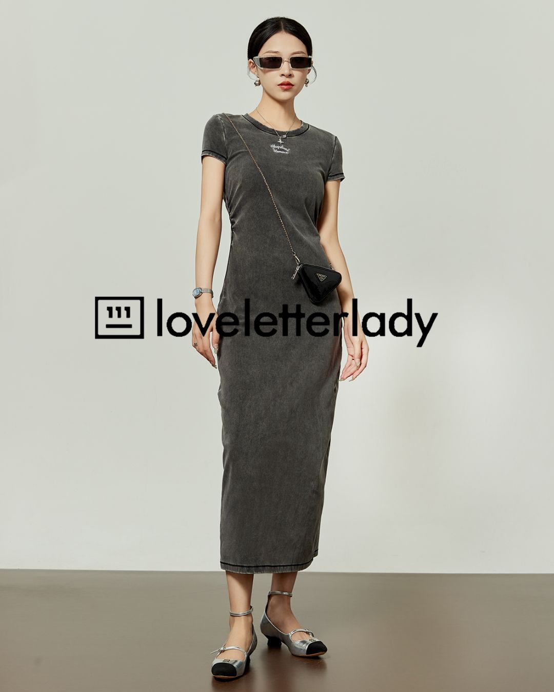 Washed Color Tight Waist Long Dress　DR048