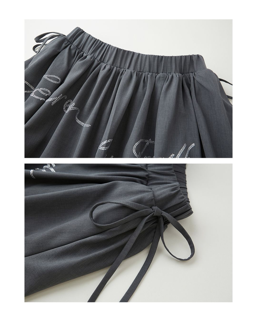 Rhinestone Logo Pleated Mini Skirt　BT026