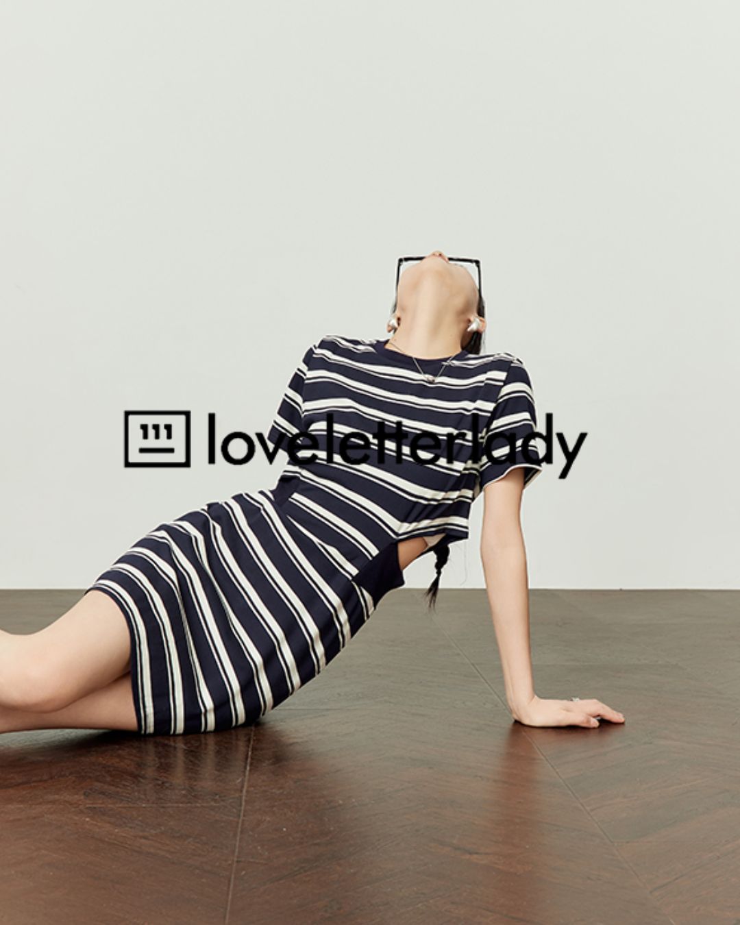 Side Open Waist Border T-shirt Dress　DR050