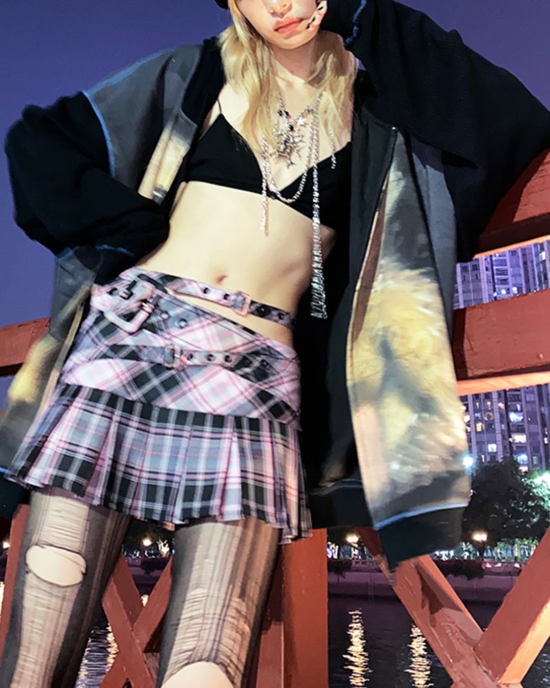 Bear Print Full Zip Hoodie　TP032