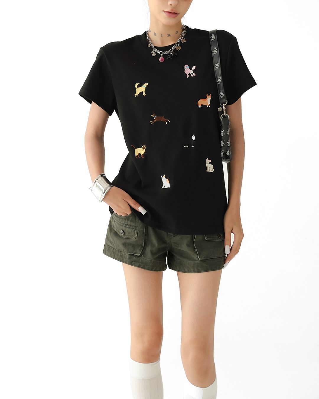 Puppy Embroidered T-shirt　TP056