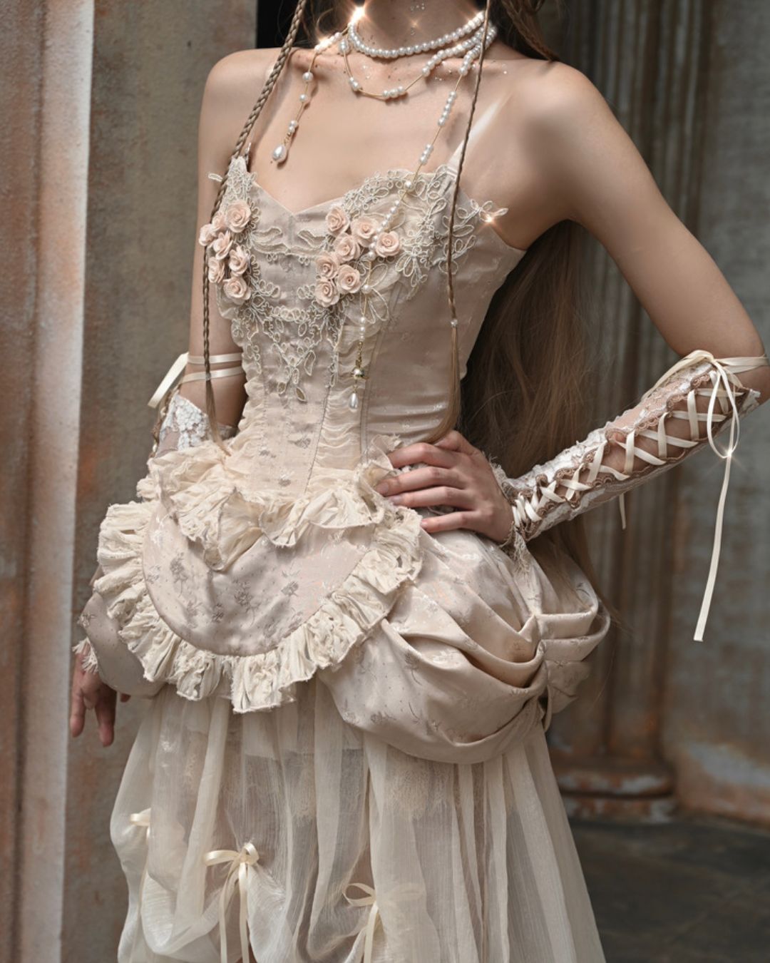 Gothic Lolita Flower Lace Embroidery Bustier＆One-Piece　DR010