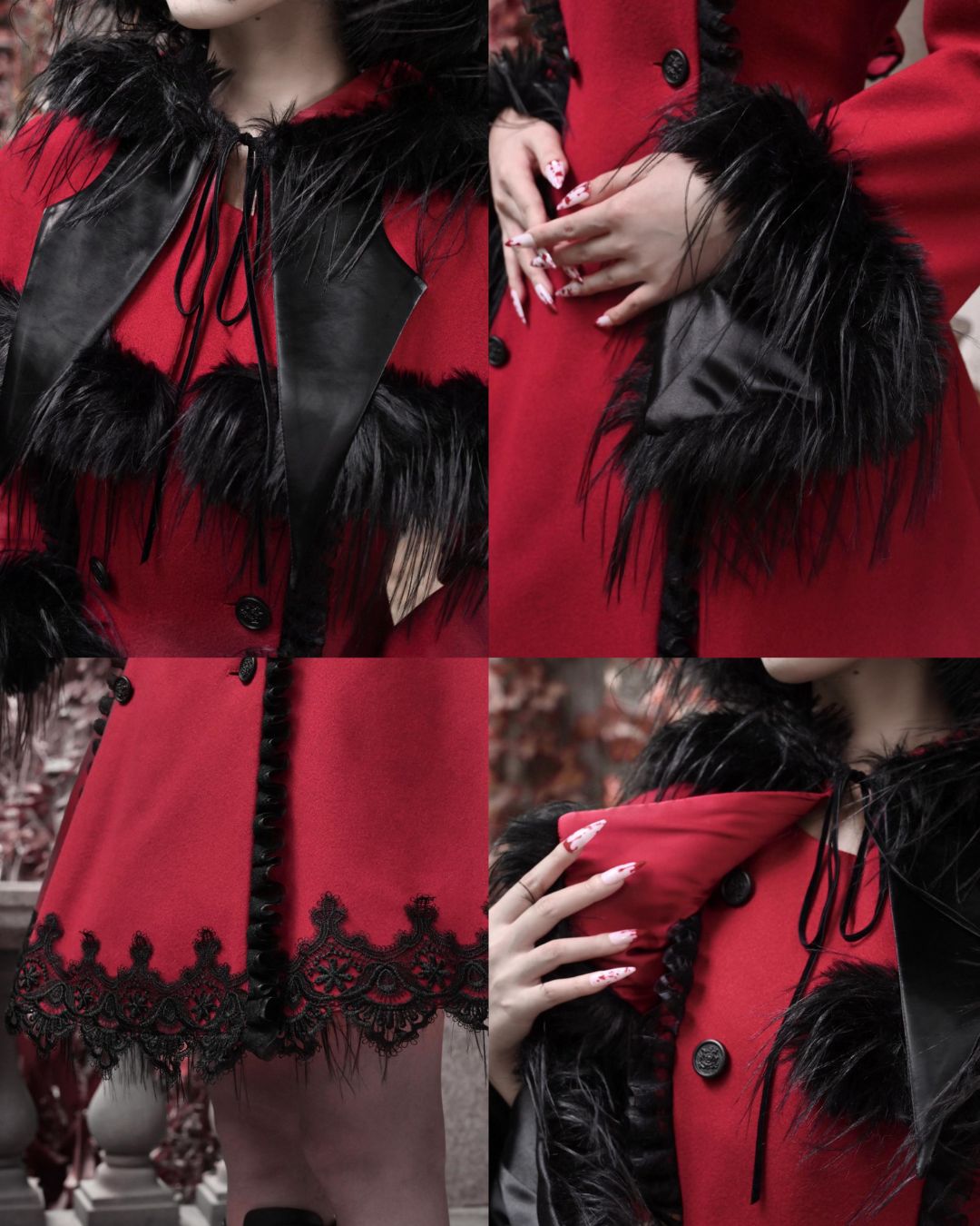 Detachable Cape Fur Wool Coat　OT007