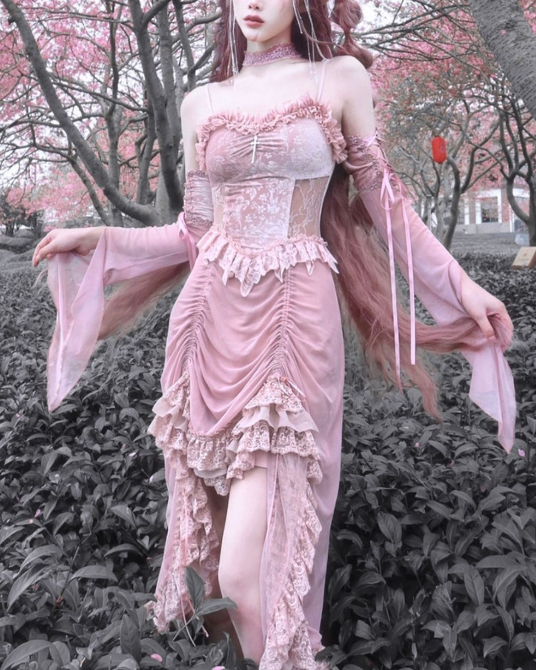 Gothic Princess Floral Lace Dress　DR011