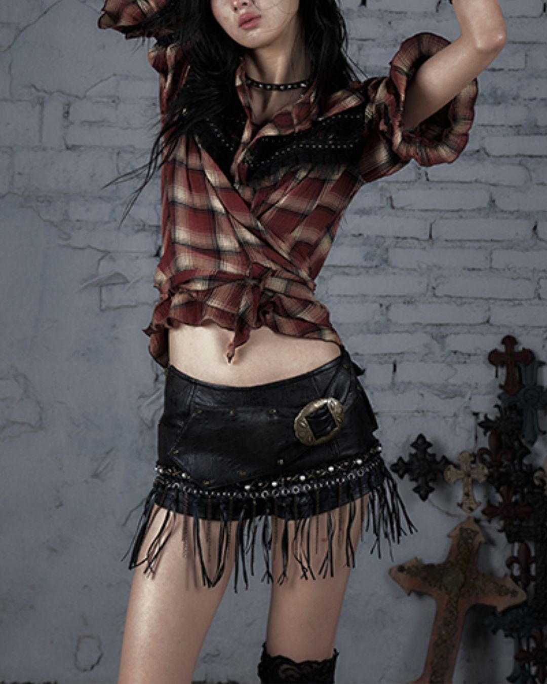 Leather Metal Fringe Hot Pants　BT030