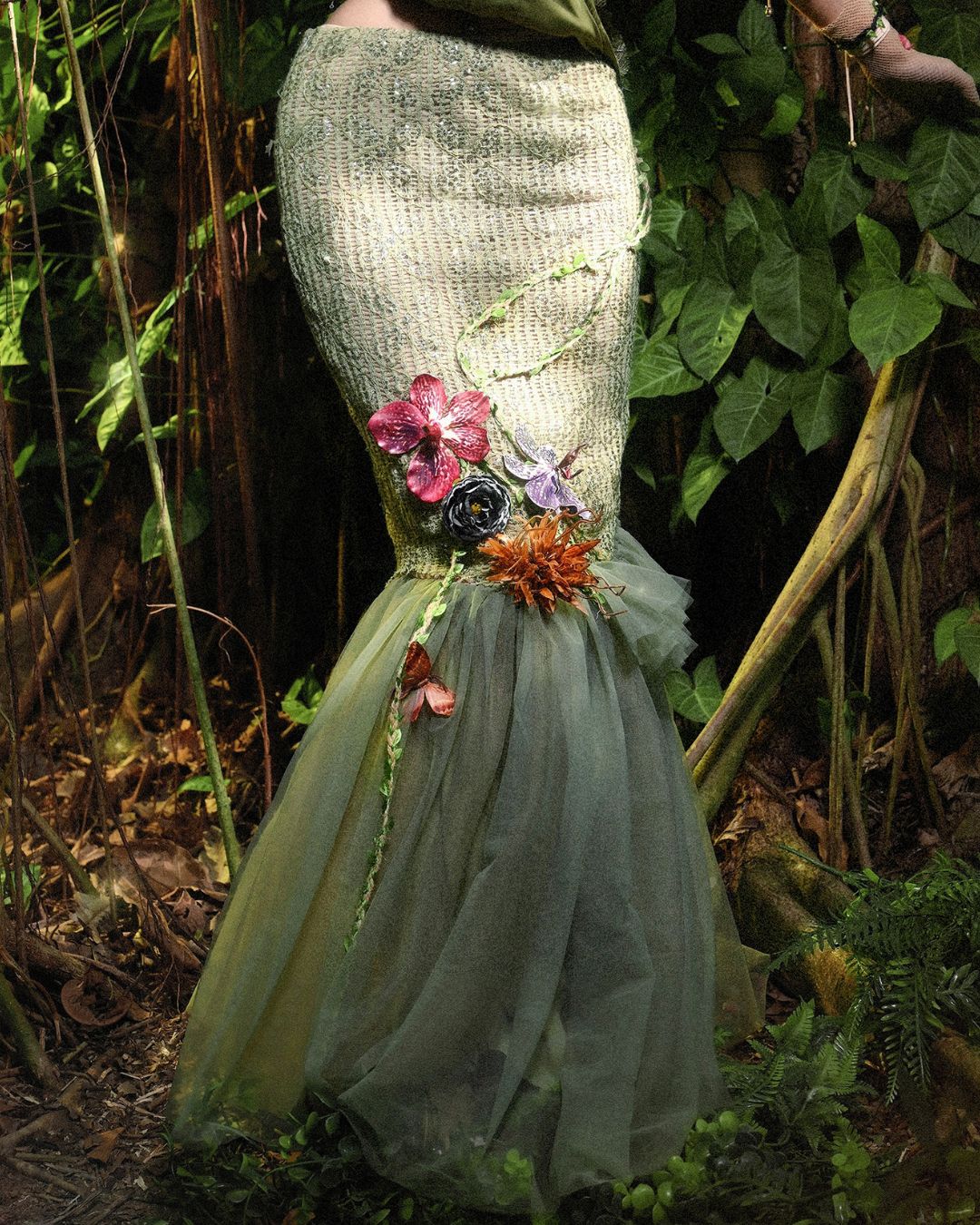 Flower Decoration Chiffon Mermaid Skirt　BT025