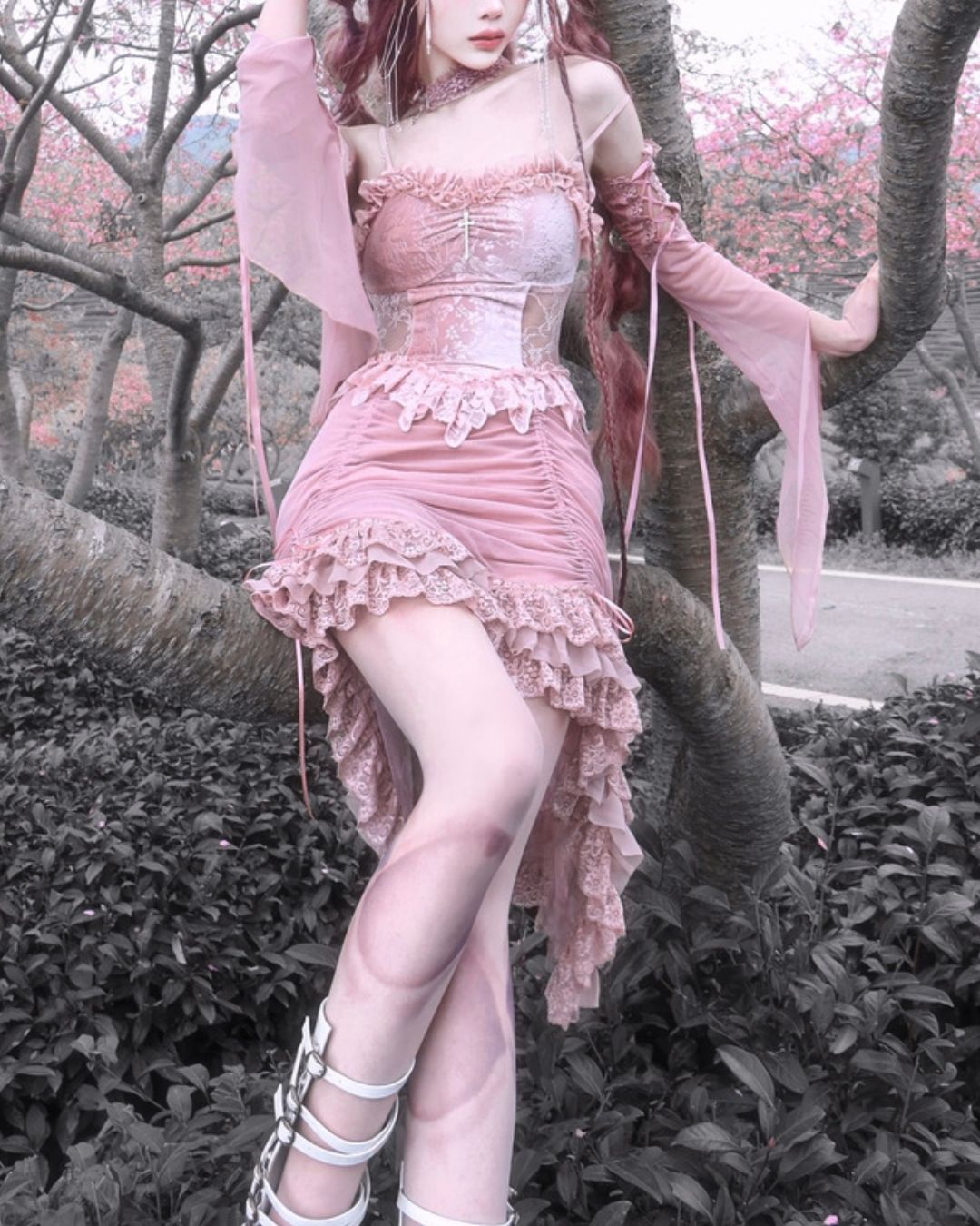 Gothic Princess Floral Lace Dress　DR011