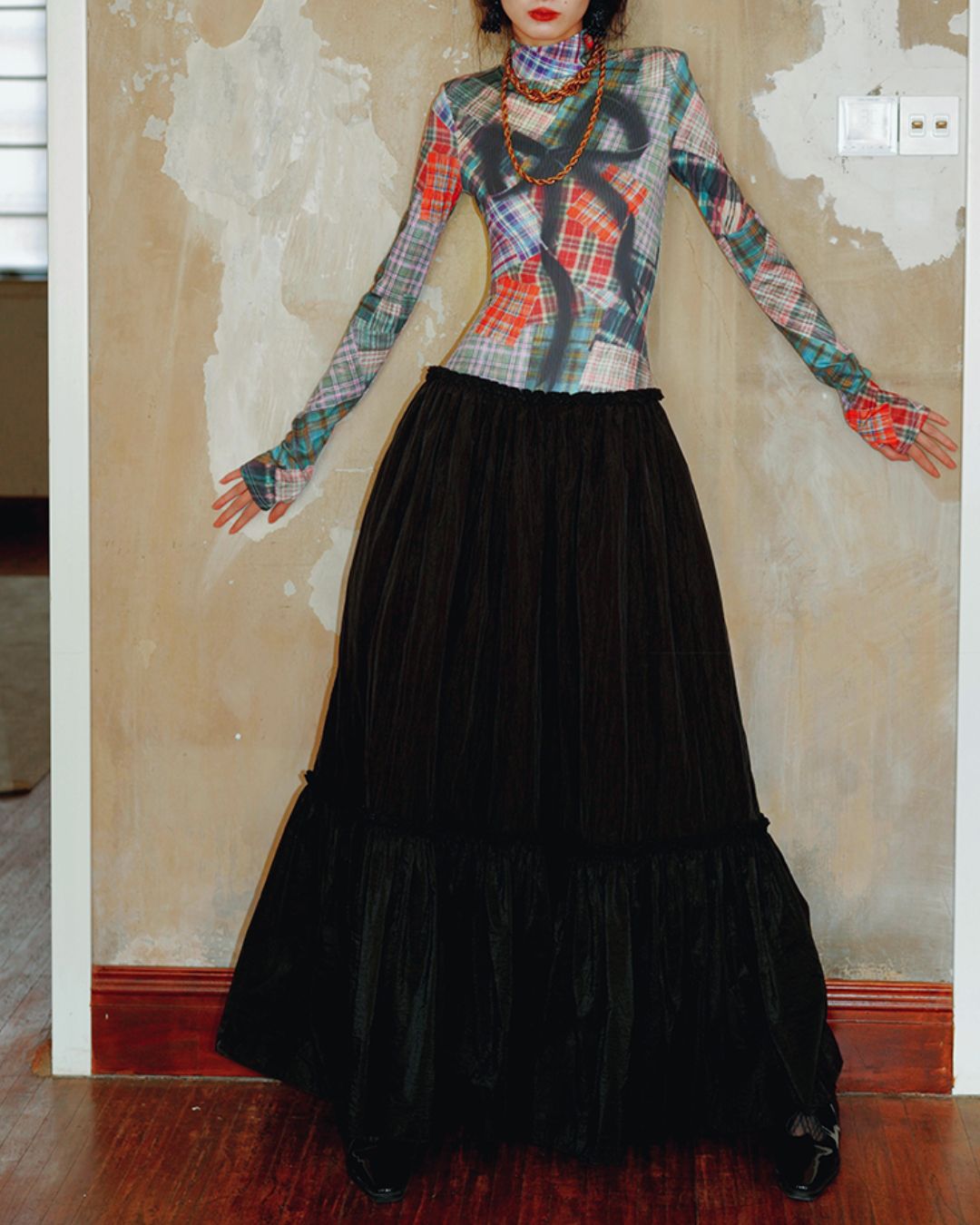 Printed Tiered Long Dress　DR019