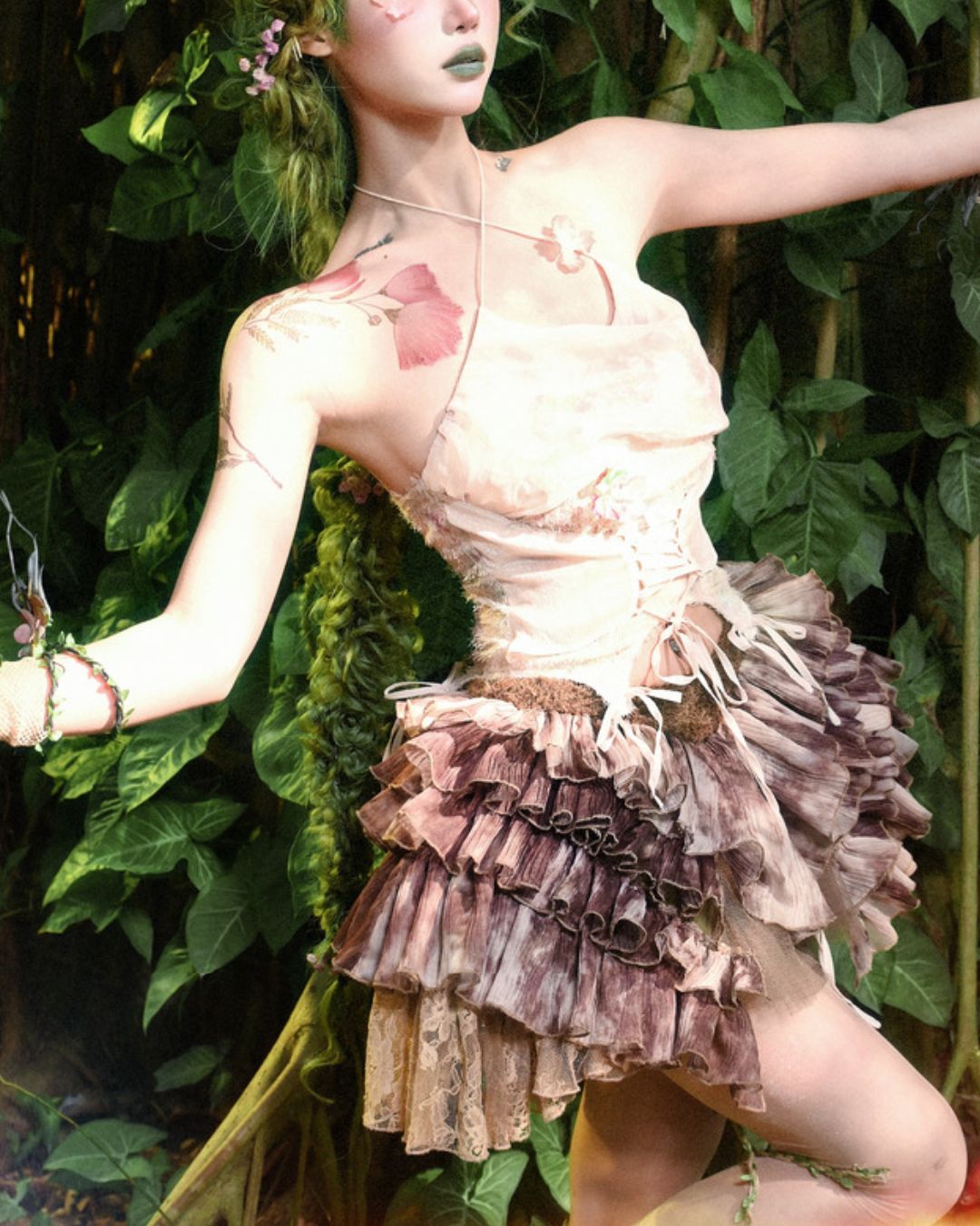 Pleated Tulle Mini Skirt　BT023