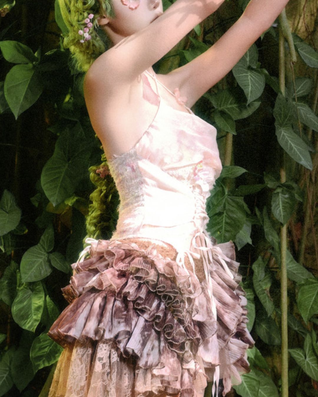 Flower Chiffon Cross Strap Top　TP035