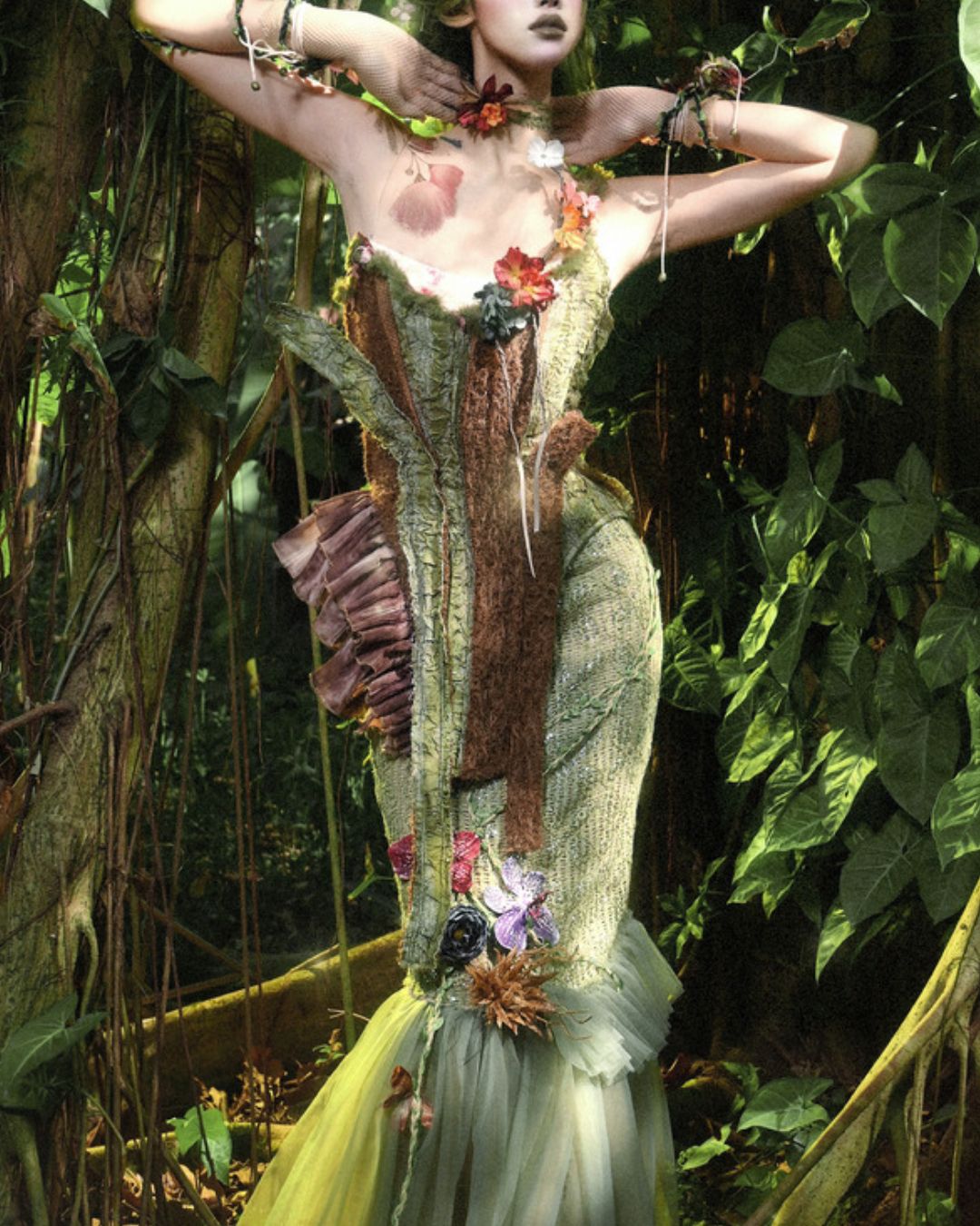 Flower Decoration Chiffon Mermaid Skirt　BT025