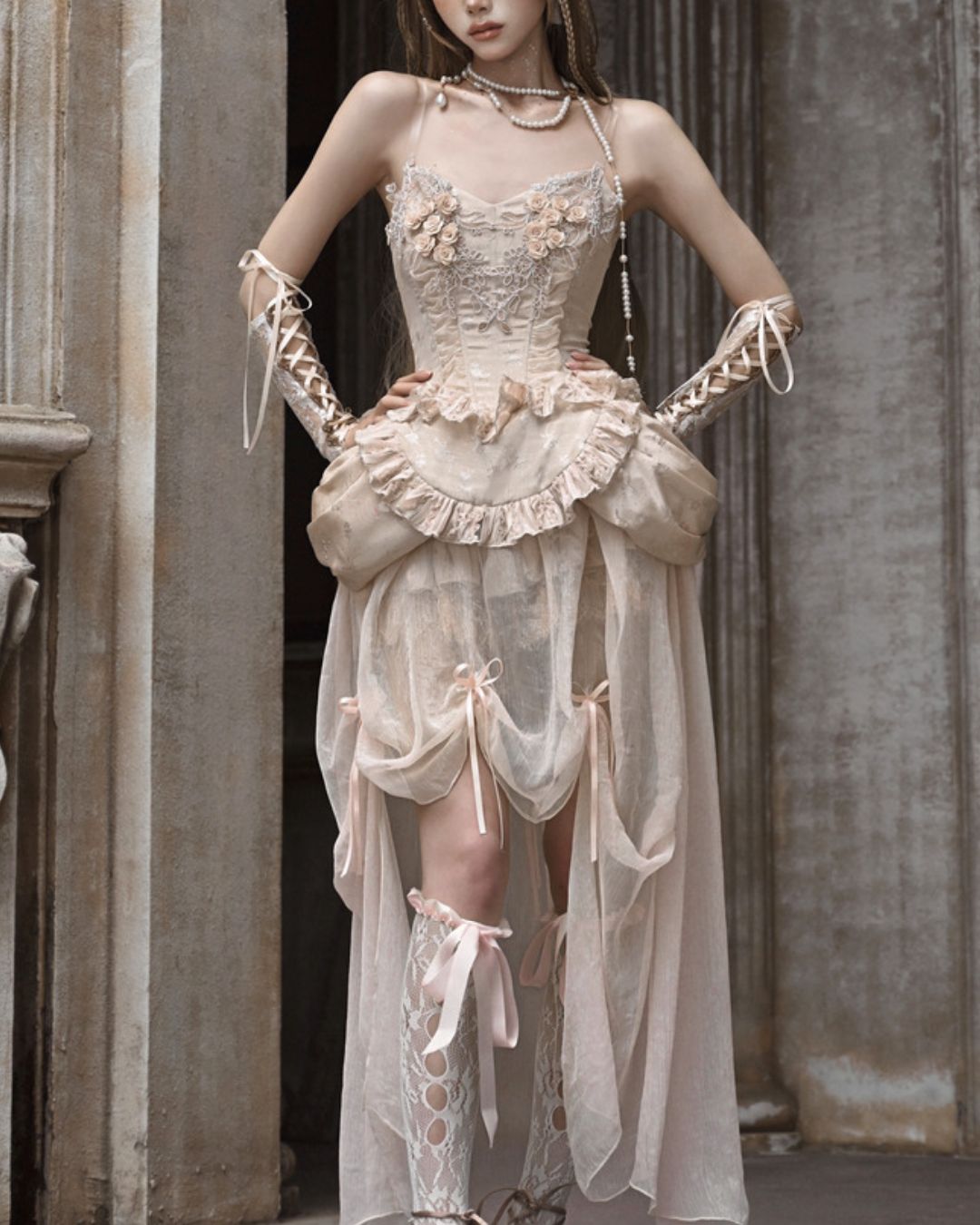 Gothic Lolita Flower Lace Embroidery Bustier＆One-Piece　DR010