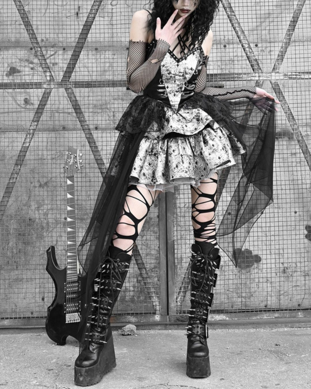 Gothic Draped Dress One-piece　DR012