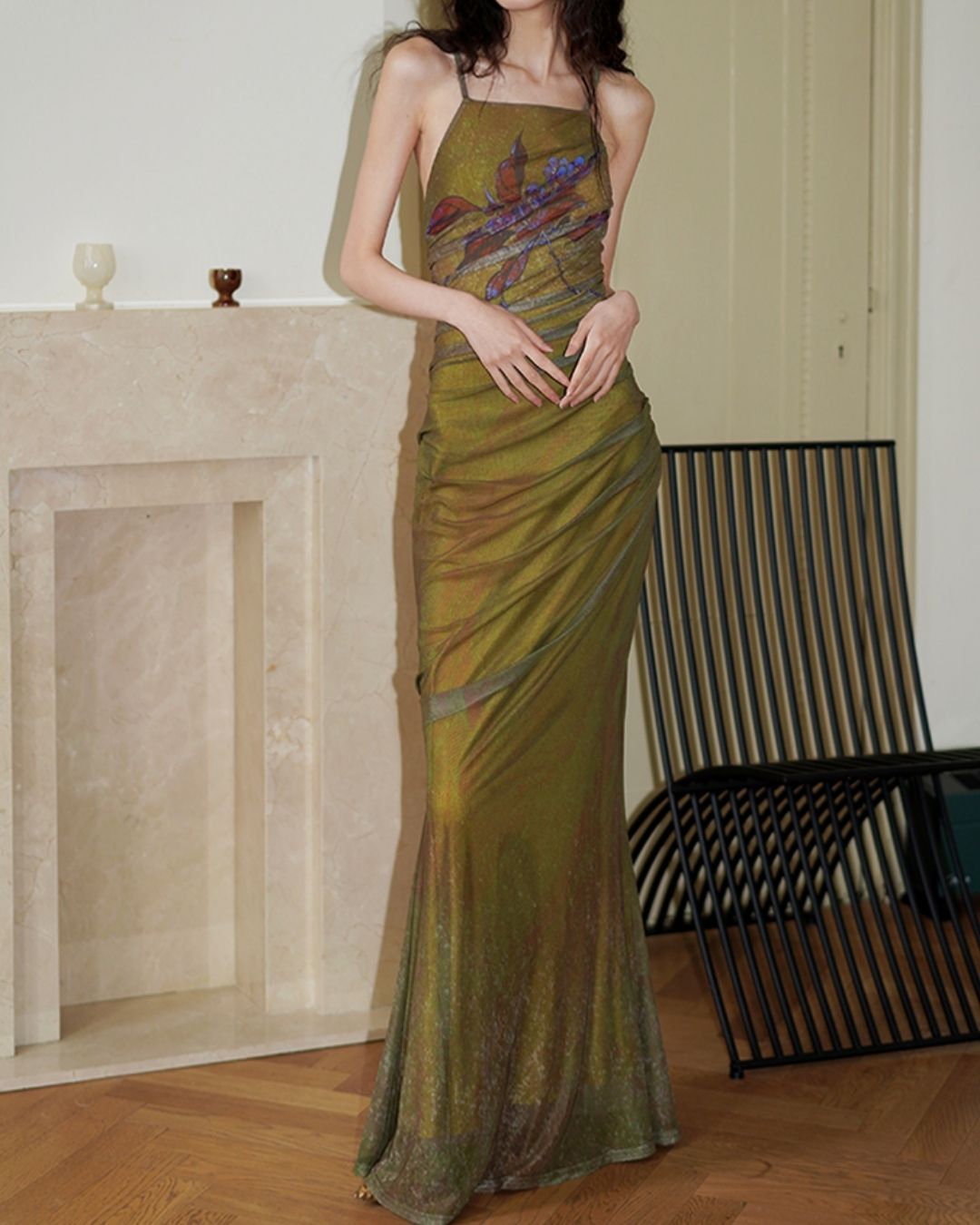 Backless Cross Long Camisole Dress　DR018