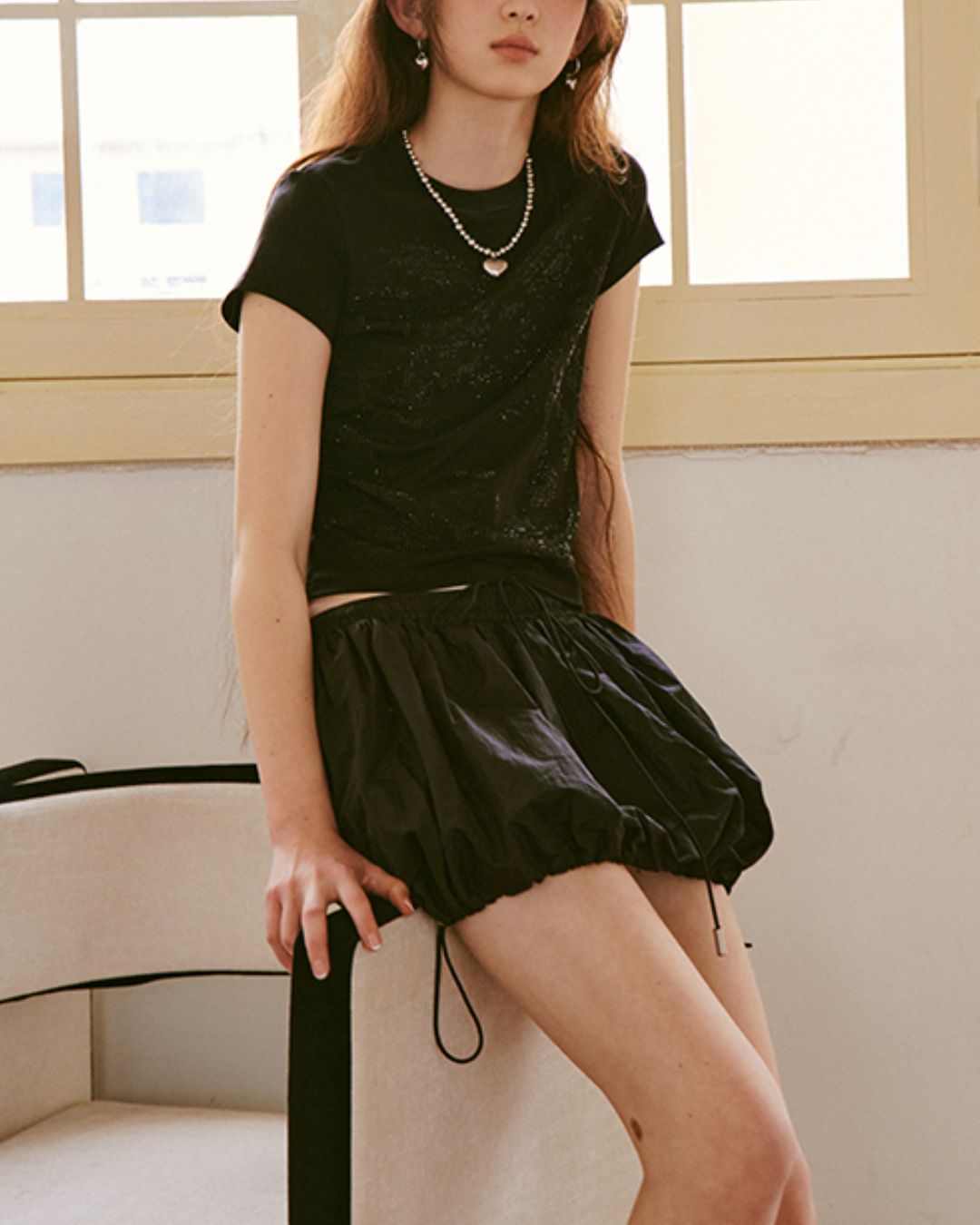 Rhinestone Girl Face T-shirt　TP038