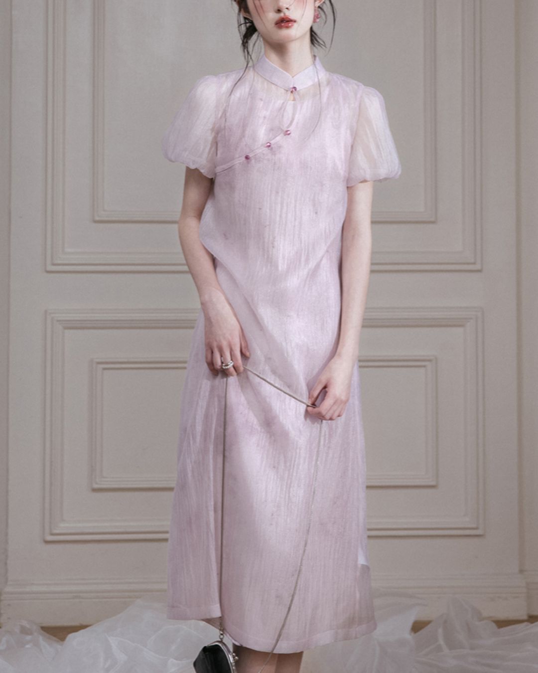 Puff Sleeve Layered Chinese Dress　DR039