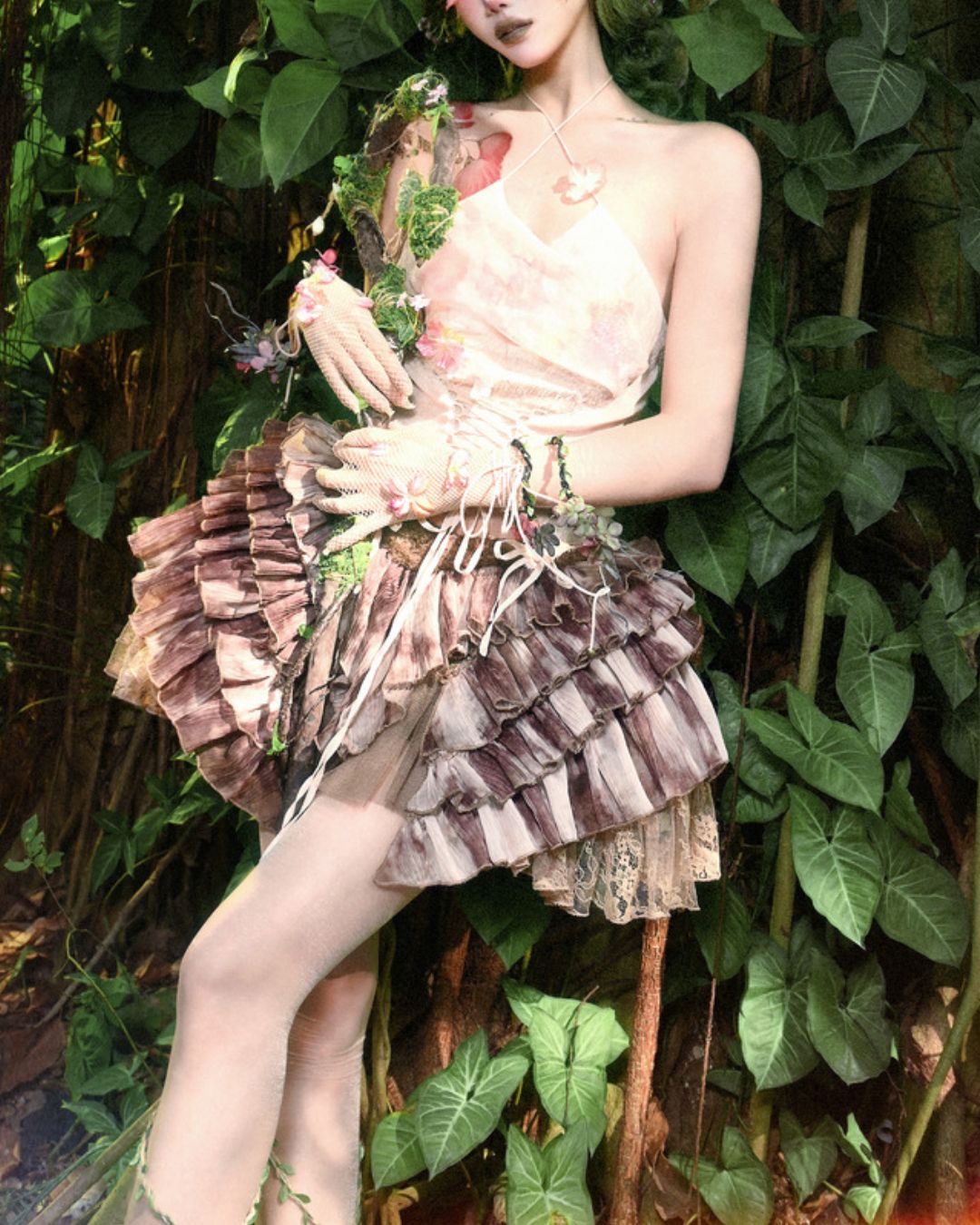 Pleated Tulle Mini Skirt　BT023