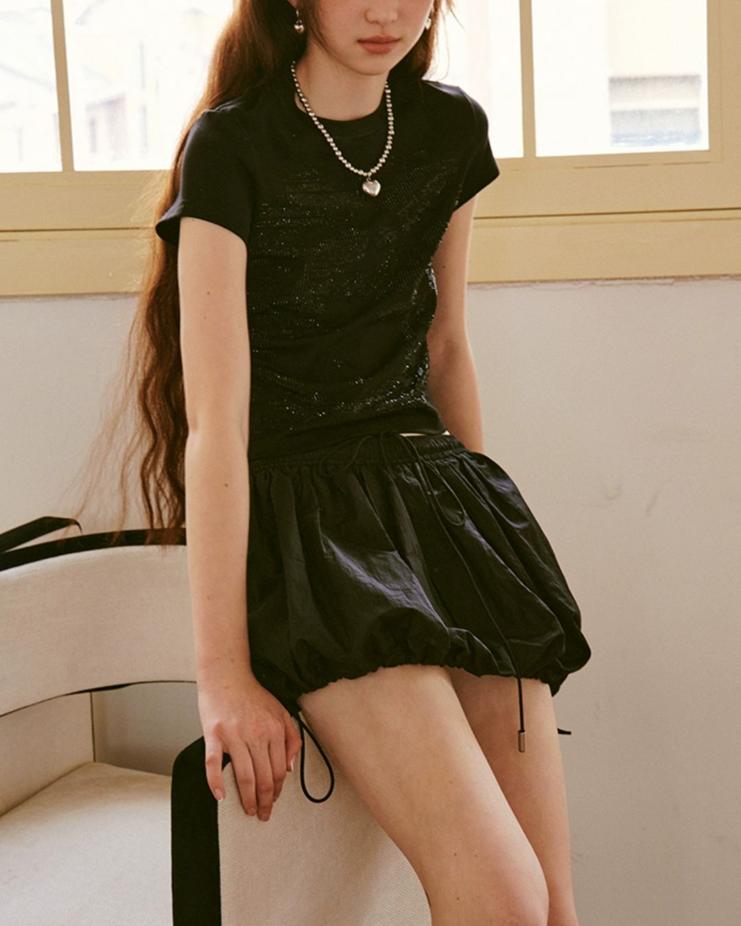 Rhinestone Girl Face T-shirt　TP038