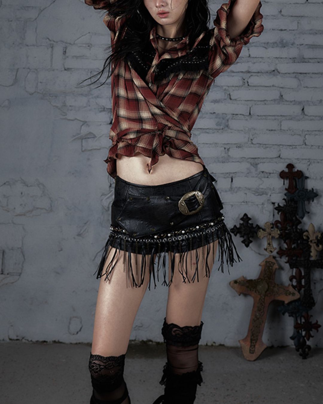 Leather Metal Fringe Hot Pants　BT030