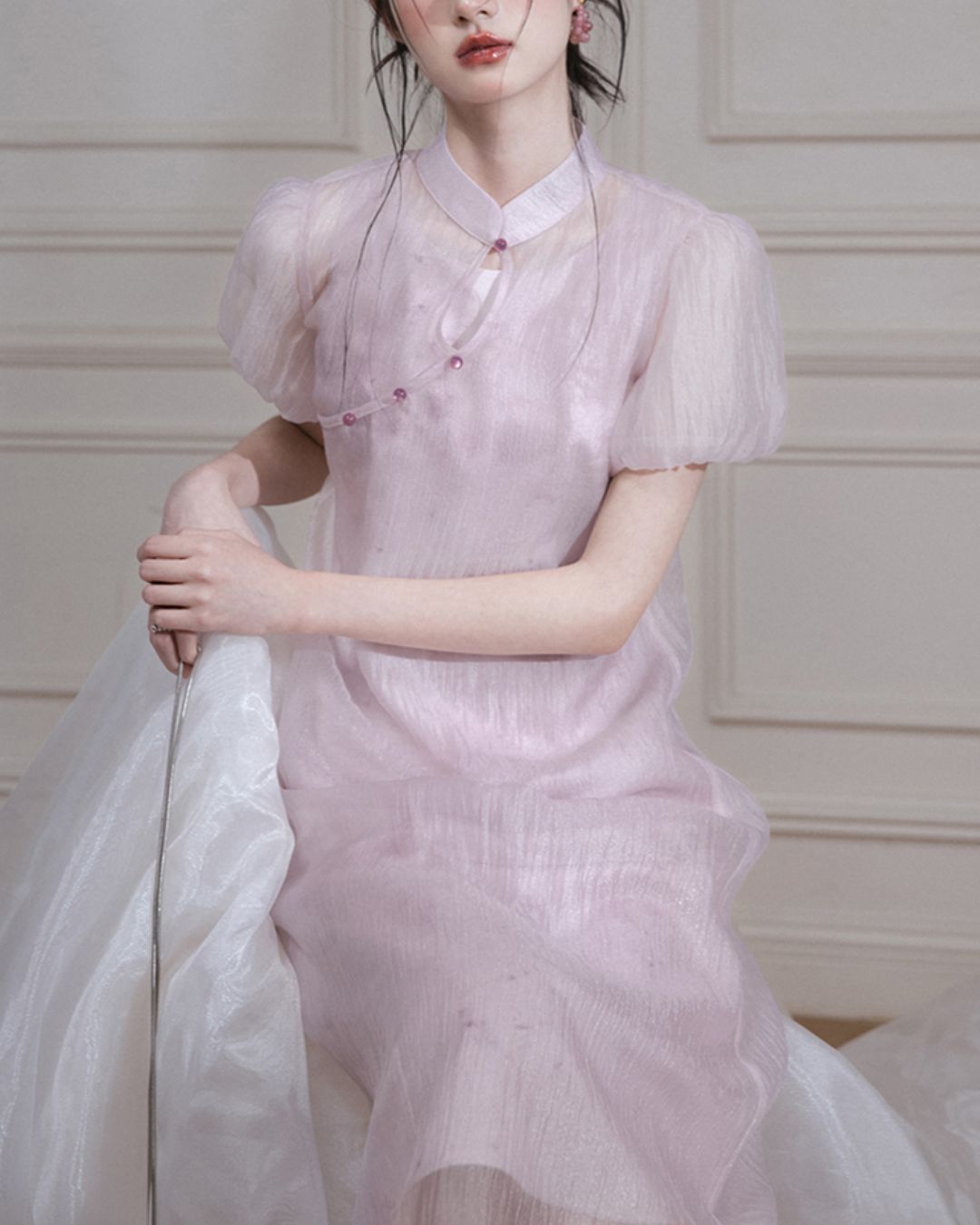 Puff Sleeve Layered Chinese Dress　DR039