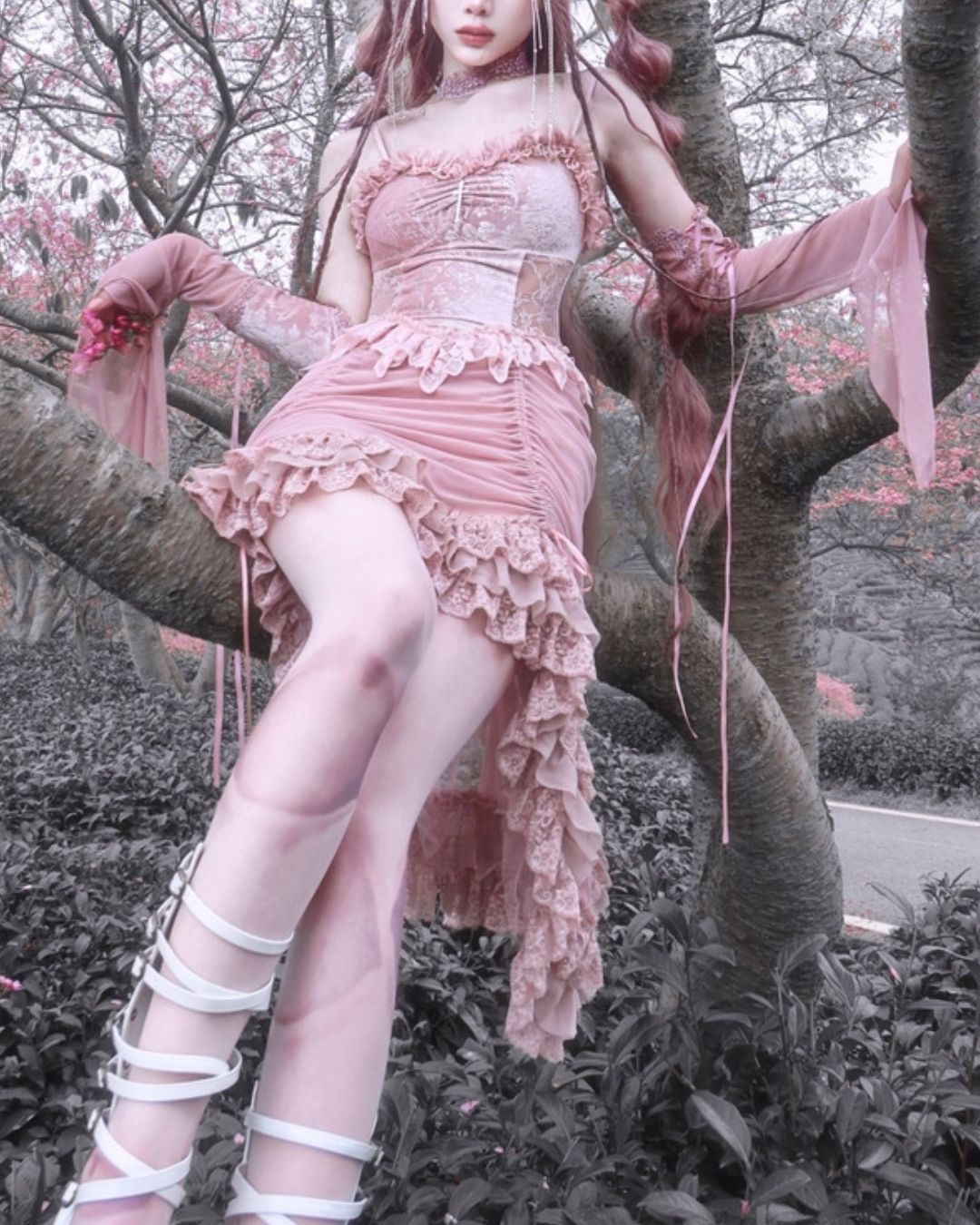 Gothic Princess Floral Lace Dress　DR011