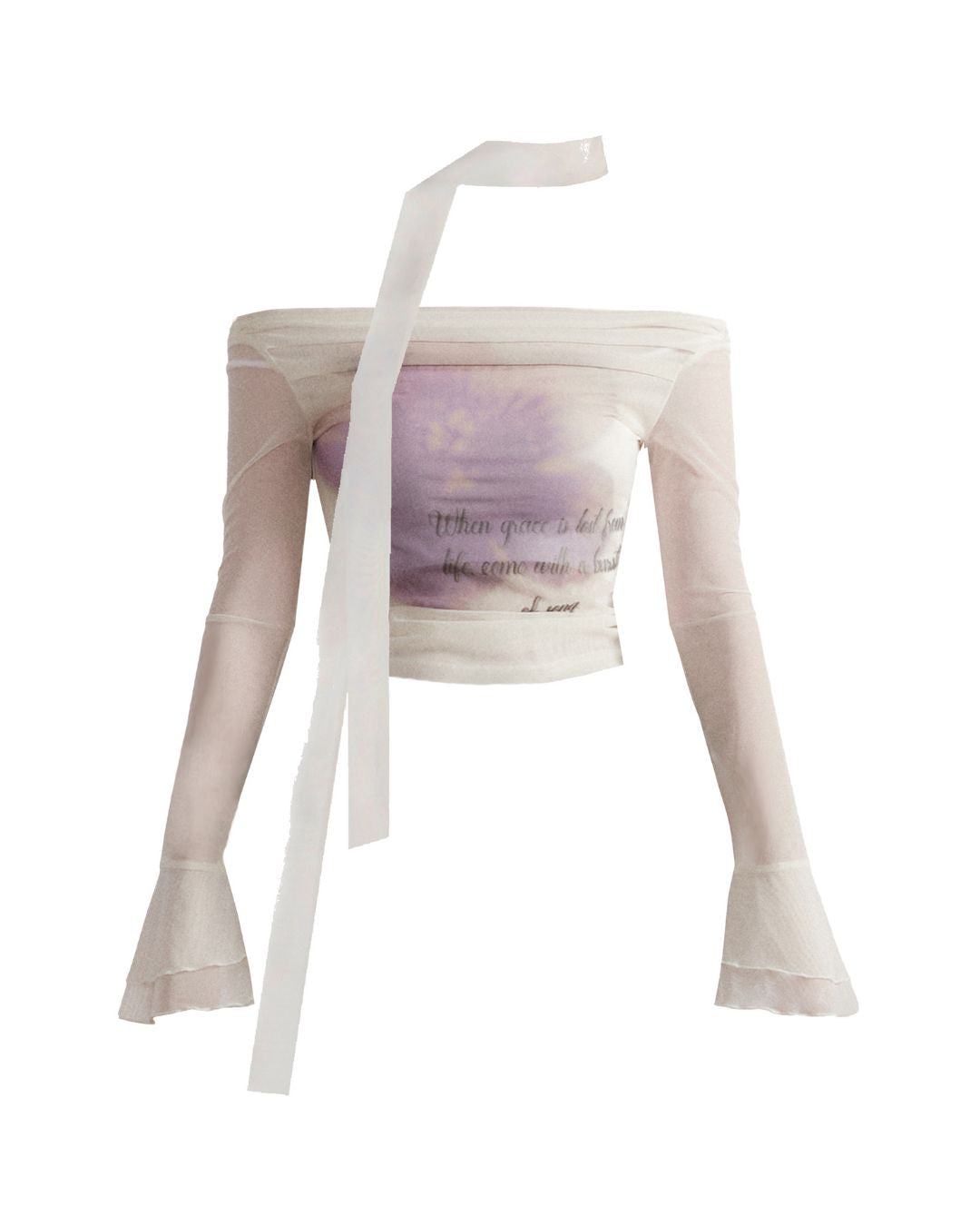 Sheer Flower Off-Shoulder Top　TP026