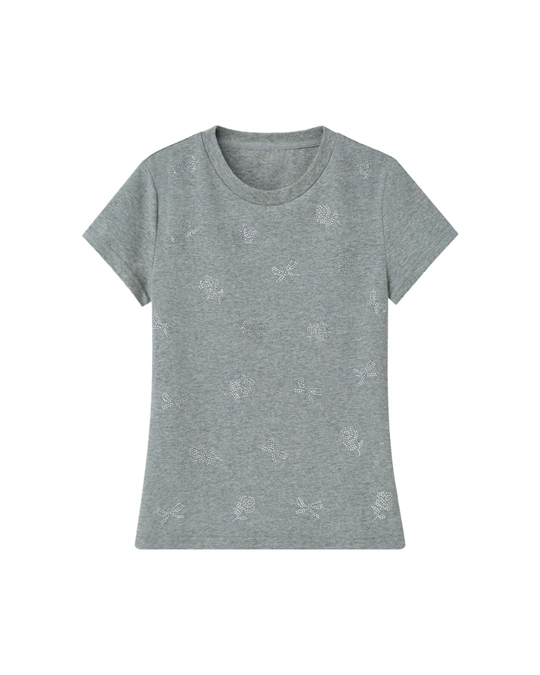 Ribbon and Flower Fitted T-shirt　TP036