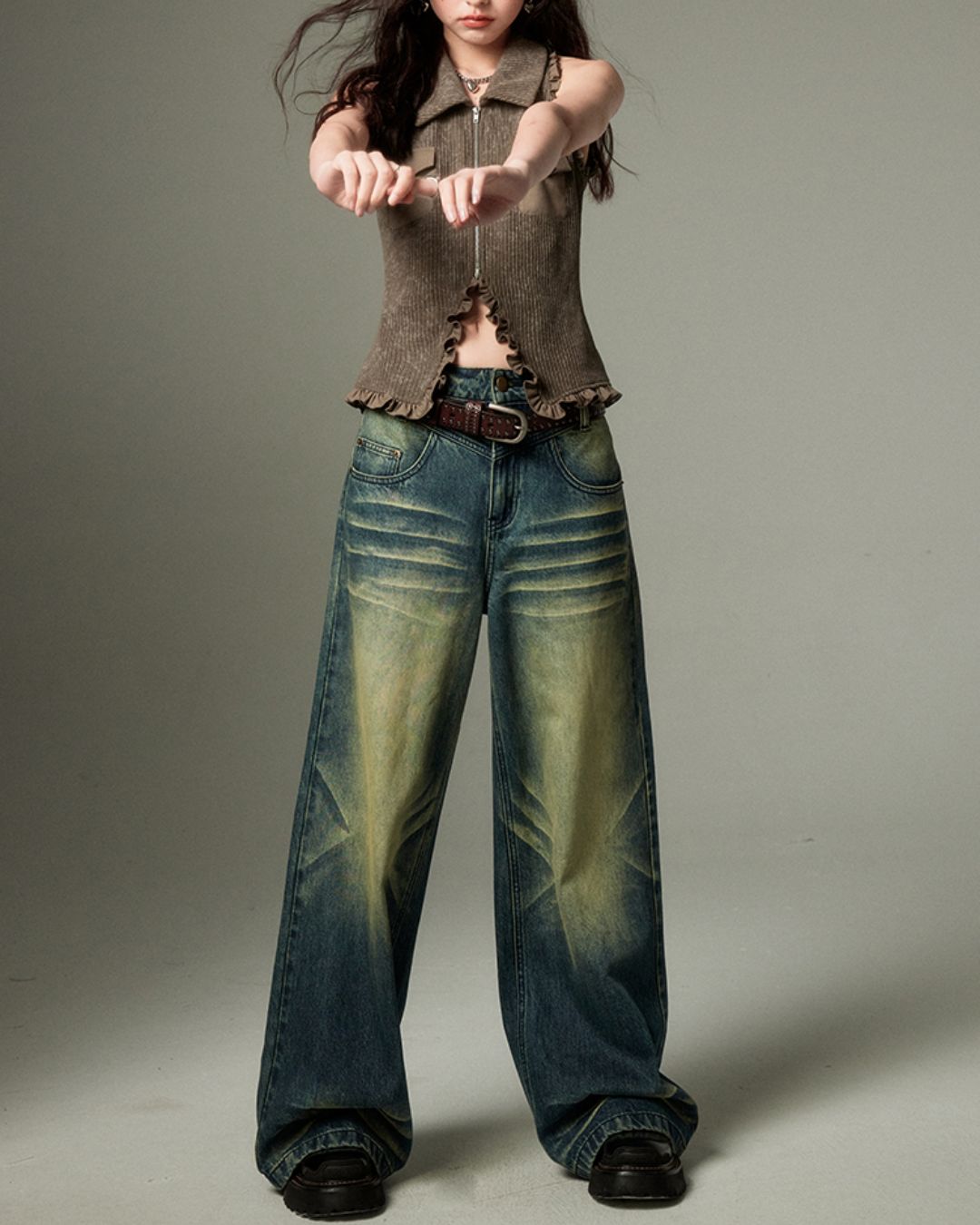 Vintage Wide Denim Pants　BT004