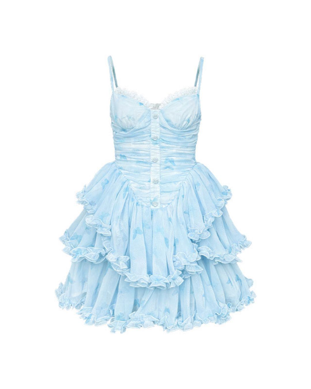 Butterfly Print Chiffon Camisole Mini Dress　DR030