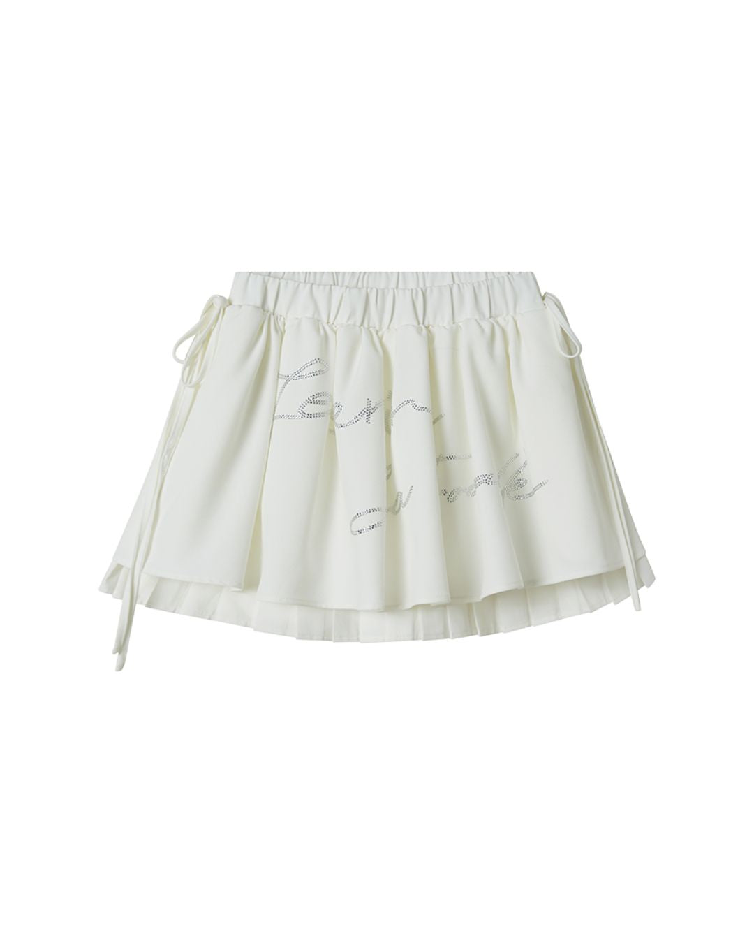Rhinestone Logo Pleated Mini Skirt　BT026