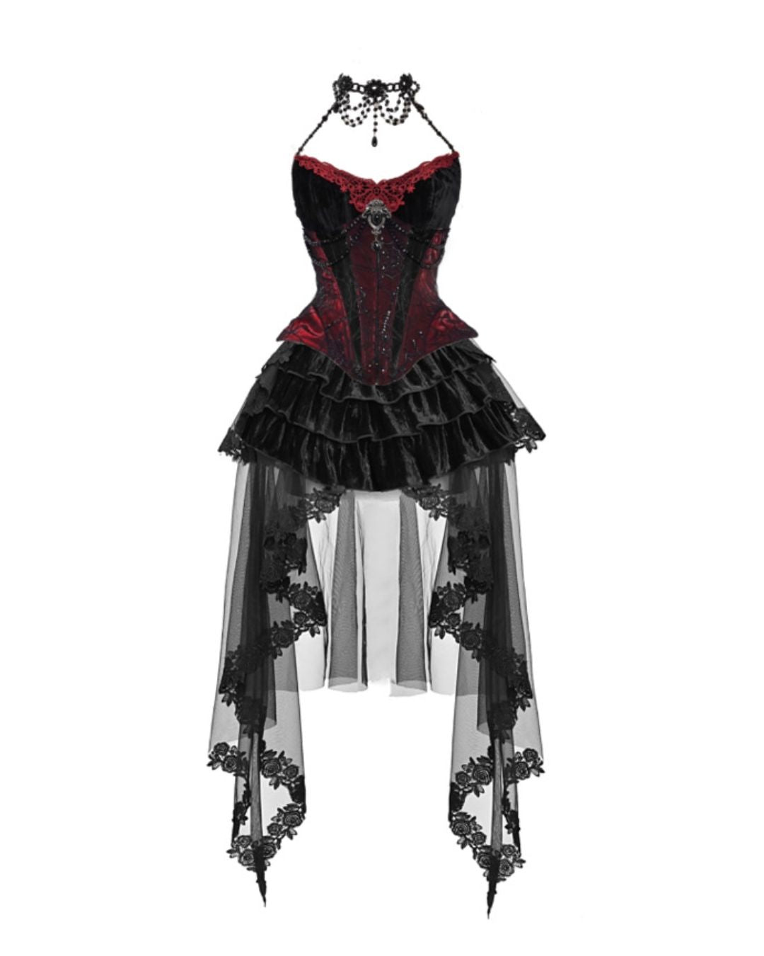 Gothic Velvet Corset ＆ Decoration Camisole & Lace Velvet Skirt　DR009