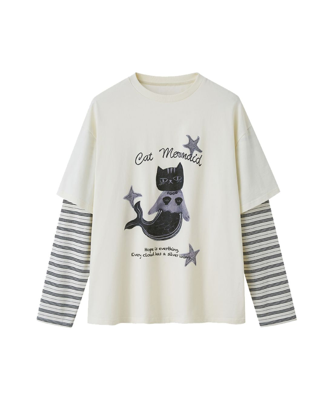 Mermaid Cat Layered T-shirt　TP037