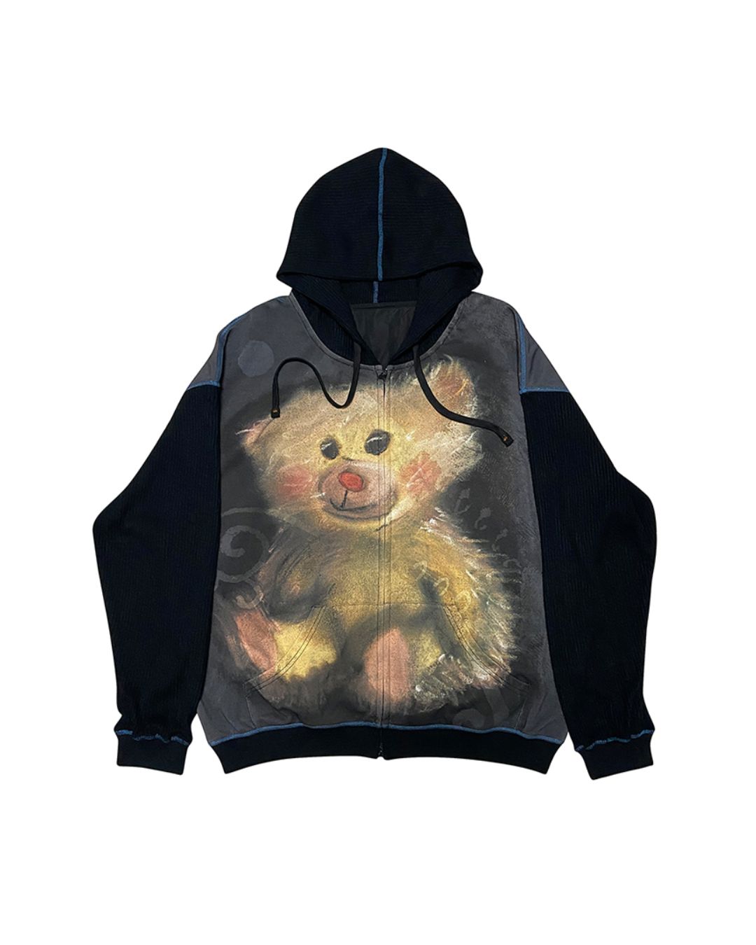 Bear Print Full Zip Hoodie　TP032