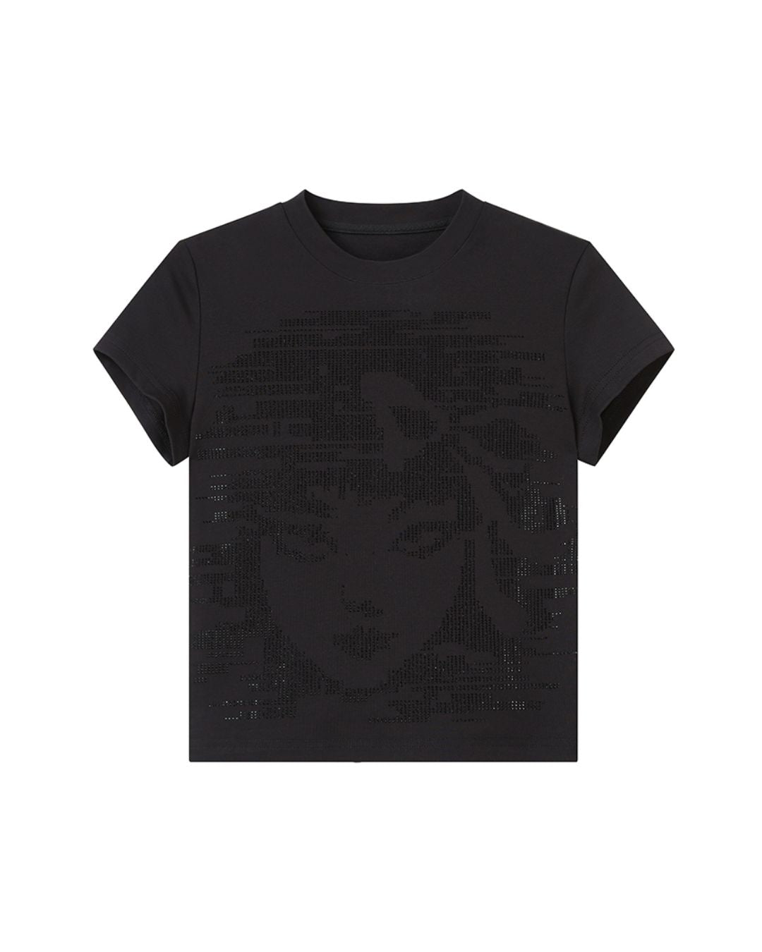 Rhinestone Girl Face T-shirt　TP038