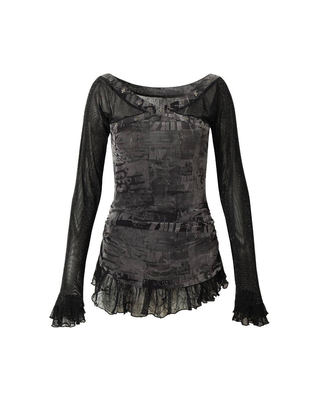 Cross Stitch Sheer Switching Top　TP044