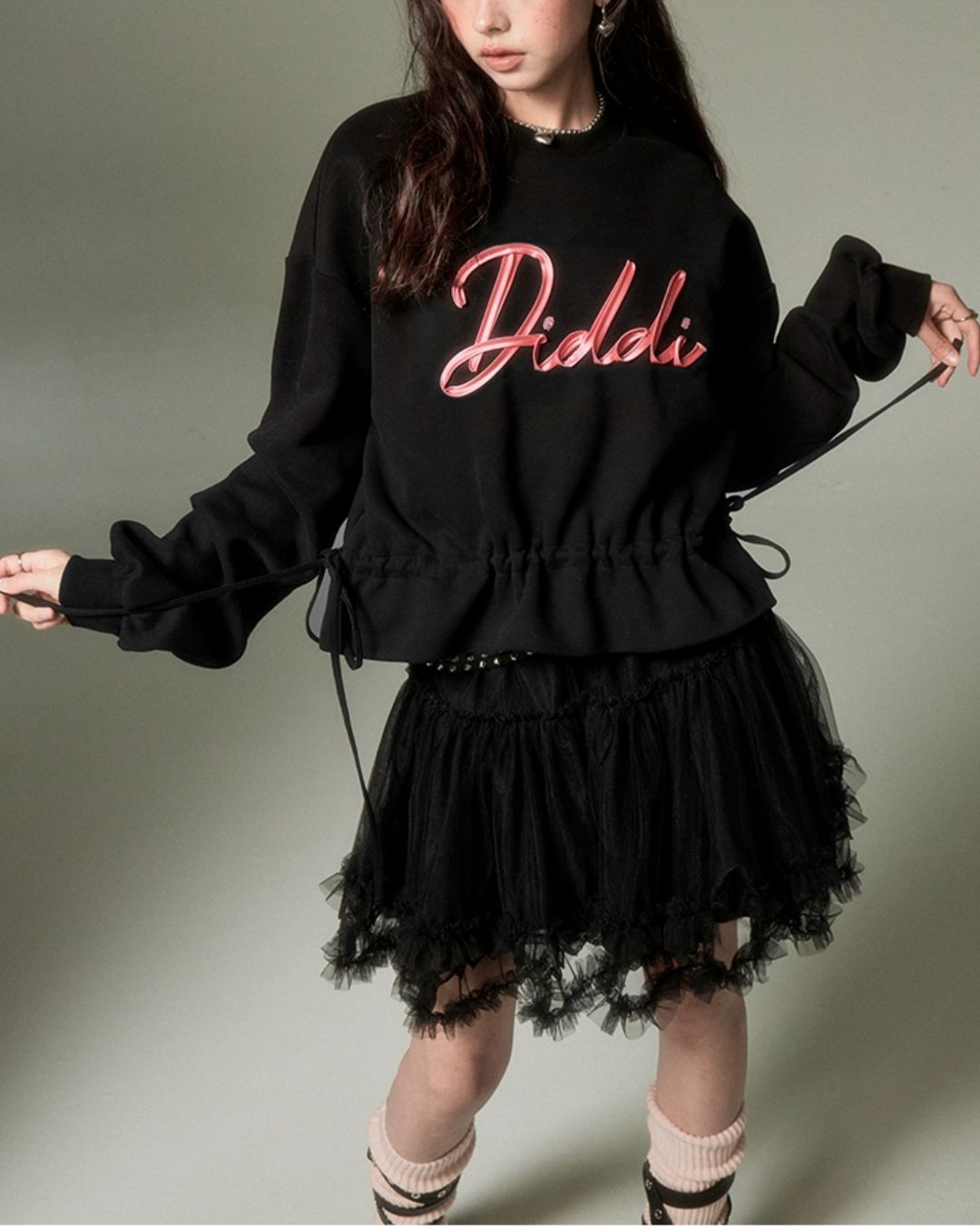 Ribbon Embroidered Shirred Sweat　TP003