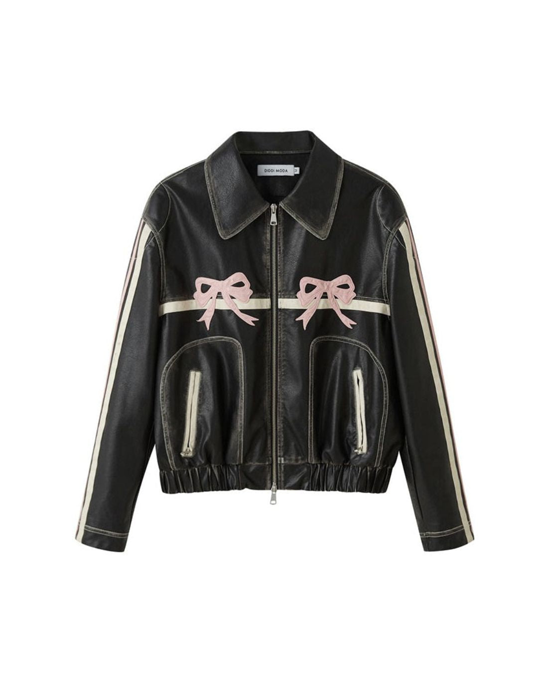 Bowknot Retro Color-Painted Leather Jacket　OT001