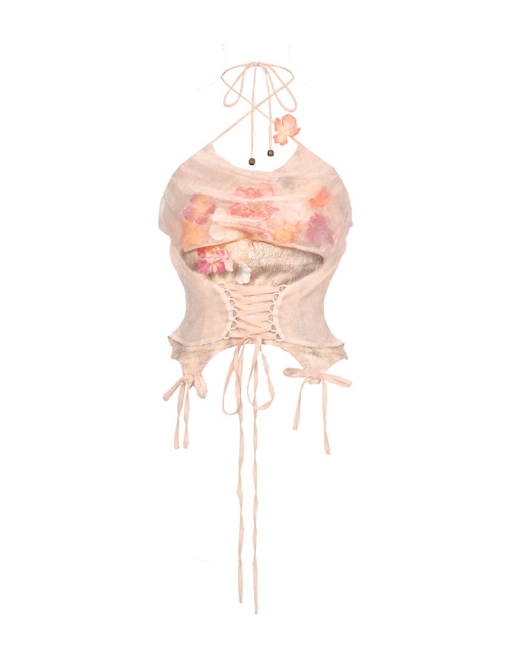 Flower Chiffon Cross Strap Top　TP035