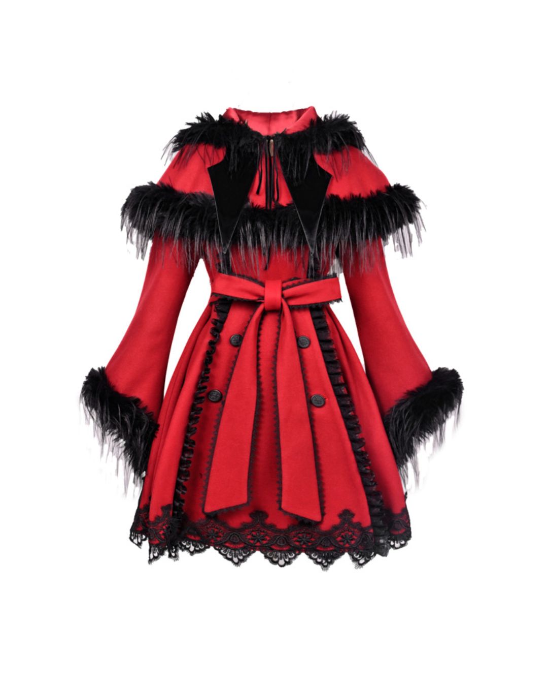 Detachable Cape Fur Wool Coat　OT007