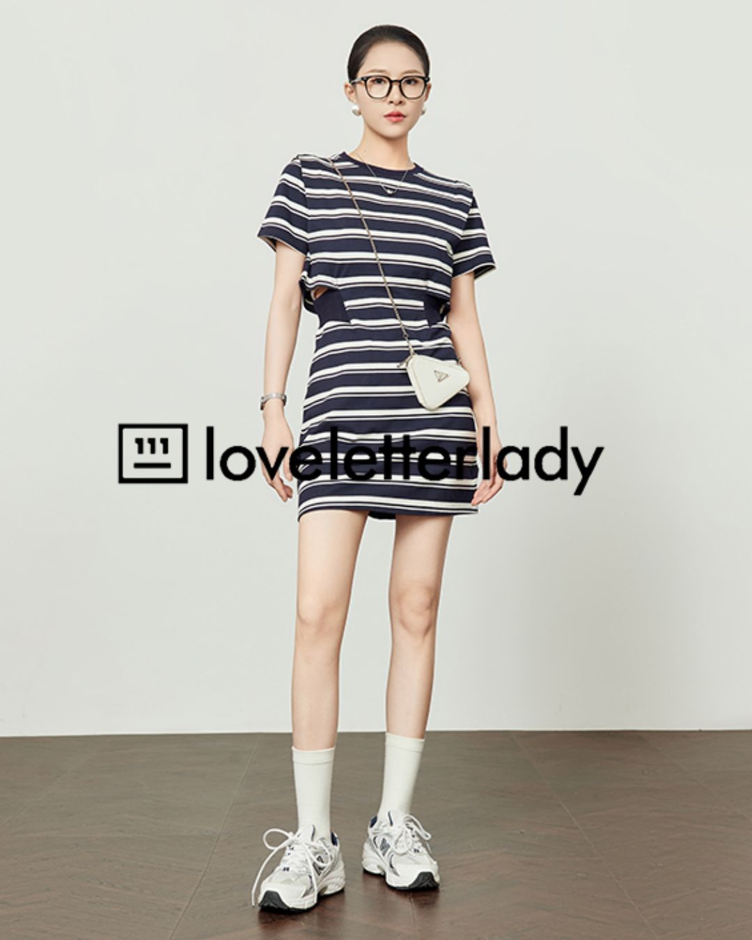 Side Open Waist Border T-shirt Dress　DR050