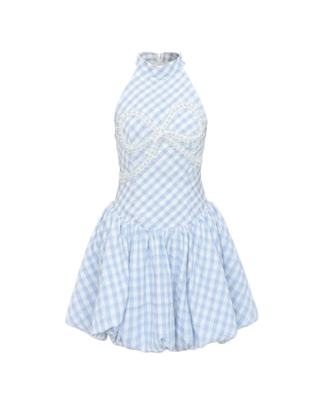 Pearl Lace Ribbon Balloon Mini Dress　DR027