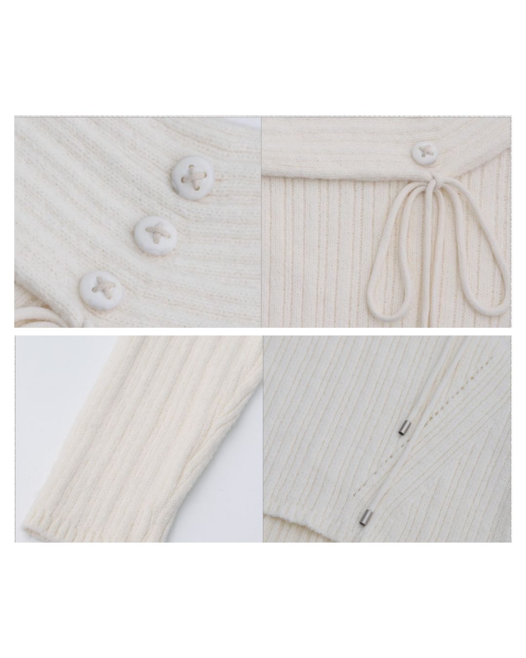 Button Ribbon Off Shoulder Knit　TP022