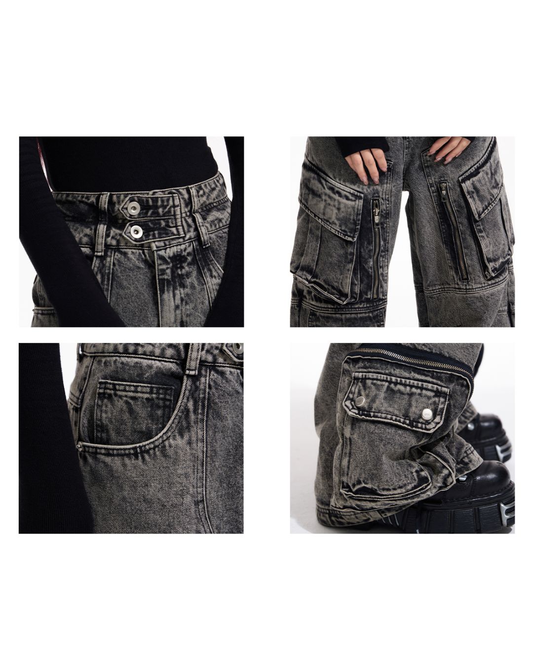 Multi-pocket Wide Denim Pants　BT009