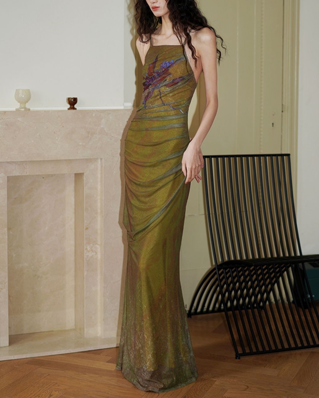 Backless Cross Long Camisole Dress　DR018