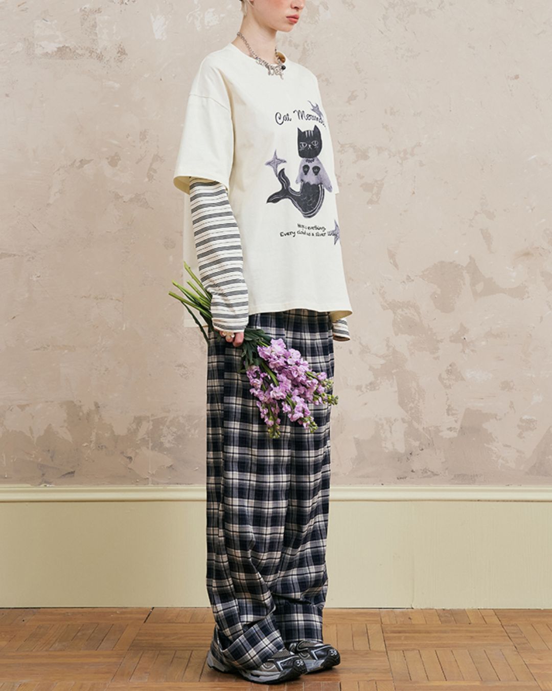 Mermaid Cat Layered T-shirt　TP037